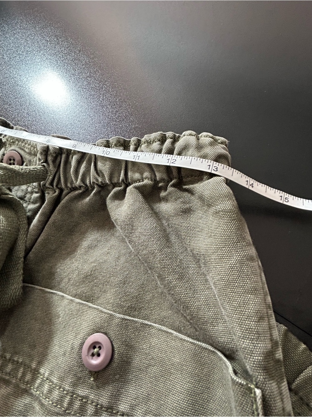 Free People XS Olive Green Cargo Utility Pants Heavy Cotton Elastic Waist Ankle - Picture 6 of 8